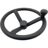 Volante per trattore in plastica con pomello, diametro volante 360 mm, conicità C6 e cono Danfoss