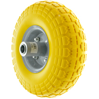 Ruota piena gomma gialla 255x80 dec boccola decentrata foro d.20mm x70mm