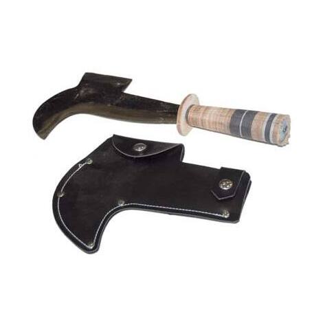 Ronchetto  pennato  x  caccia  243  leonelli - Acciaio  forgiato/cuoio  cm  18  +  custodia
