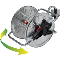 Avvolgitubo murale girevole in acciaio zincato, dotato di staffa che permette la rotazione e removibile dalla staffa per tubo da 50 mt misura 1/2