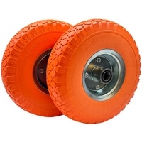 2 x Ruota Arancio antiforatura di Ricambio per Carrello Ruota Piena 3.00-4 con Cuscinetto Foro diam 20 mm Misura Ruota 260x85 mm 2 Pezzi