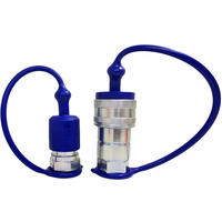 Kit innesti rapidi a valvola da 1/2 maschio e femmina completi di tappi di protezione parapolvere blu made in Italy