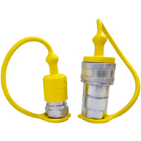 Kit innesti rapidi a valvola da 1/2 maschio e femmina completi di tappi di protezione parapolvere giallo made in Italy