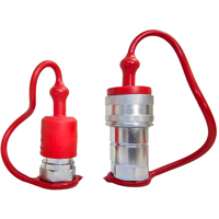 Kit innesti rapidi a valvola da 1/2 maschio e femmina completi di tappi di protezione parapolvere rosso made in Italy