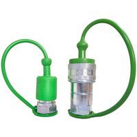 Kit innesti rapidi a valvola da 1/2 maschio e femmina completi di tappi di protezione parapolvere verde made in Italy