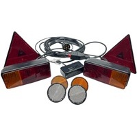 Kit fanali per rimorchio 12 V completo di fanali, luce targa, triangoli, catadiottri bianco e arancio, spina a 7 poli con cavo lunghezza totale 4500 mm