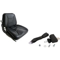 Sedile per Macchine agricole Muletto Escavatore Trattore Cingolato In PVC con Schienale Regolabile 470x475x485 mm con cintura di sicurezza arrotolabile