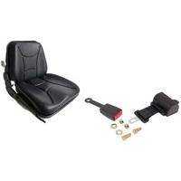 Sedile per Macchine agricole Muletto Escavatore Trattore Cingolato In PVC con Schienale Regolabile 470x475x485 mm con cintura di sicurezza con arrotolatore lunga 1200 mm