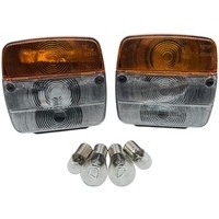 Coppia di fanali dx e sx direzione e posizione per rimorchio trattore 109x103x50 mm COMPLETO DI LAMPADINE