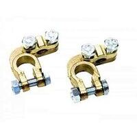 Coppia morsetti batteria positivo e negativo in ottone tipo alfa pesante sezione cavo fino a 120 mm²