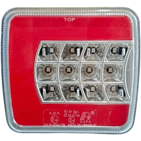 Fanale posteriore Dx Led 12-24V con luce di posizione, indicatore di direzione, stop, luce targa IP67, E4