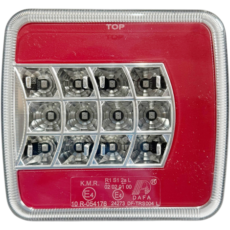 Fanale posteriore Sx Led 12-24V con luce di posizione, indicatore di direzione, stop, luce targa IP67, E4