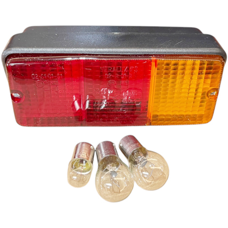 Fanale alogeno posteriore Dx senza luce targa 162x70mm completo di lampadine