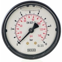 Manometro in ABS diametro 63 mm, scala 0/10 bar attacco posteriore R 1/4
