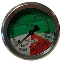 Manometro isometrico cassa inox diametro 63 mm scala 0-15/60 colorata attacco posteriore 1/4