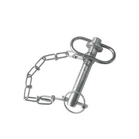 Spina d'attacco attrezzo diametro 22 mm lunghezza 165 mm con catenella e spina a scatto