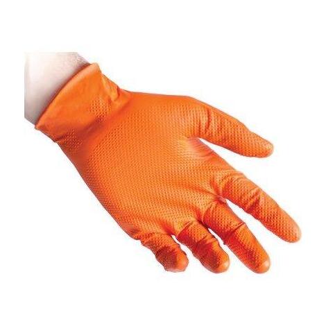 Guanto nitrile monouso arancio 3d full grip - Gr 8,4 aql 1,5 senza polvere cf=pz 50 m