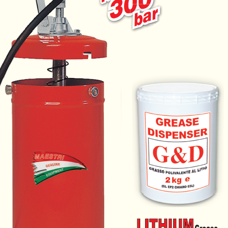 KIT POMPA EURO LUBB 300BAR CON FUSTINO LITHIUM GREASE 2KG.