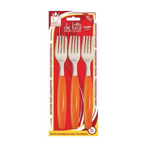 Forchetta  tavola  super  de  luca - Manico  plt/inox  cf=pz  6  colori  assortiti