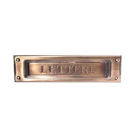 Bucalettere  posta  da  applicare - Ottone  bronzo  spazzolato  mm  235x60