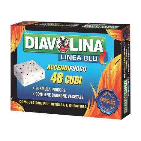 Accendifuoco  lignite  diavolina  linea  blu - Senza  odori  cubetti  48