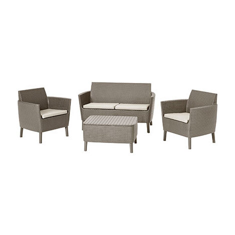 Set  rattan  salemo  lounge  keter - Pp  cappuccino  cf=pz  4  +  cuscini