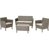 Set  rattan  salemo  lounge  keter - Pp  cappuccino  cf=pz  4  +  cuscini