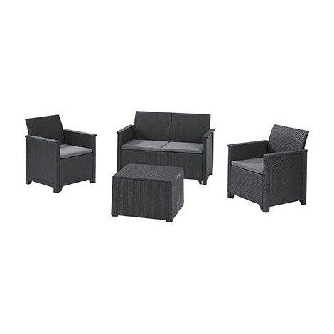 Set  rattan  emma  lounge  keter - Pp  graphite  cf=pz  4  +  cuscini