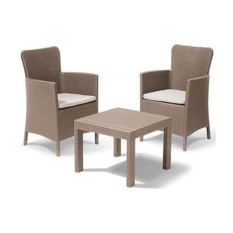 Set  rattan  salvador  balcony  keter - Pp  cappuccino  cf=pz  3  +  cuscini