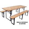 Set tavolo + panche birreria 3 gambe domus - Legno/acciaio cm 220x80 h.cm 76 cf=pz 3