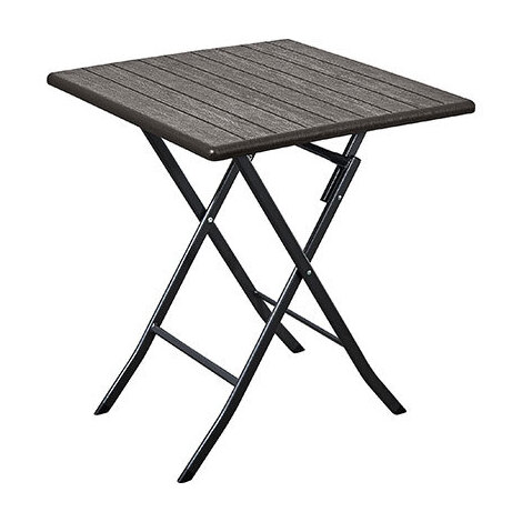 Tavolo  wood  domus - Hdpe  marrone/acciaio  cm  62x62  h.cm  74