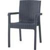 Sedia rattan kreta + braccioli domus - Pp antracite cm 58x75 h.cm 85