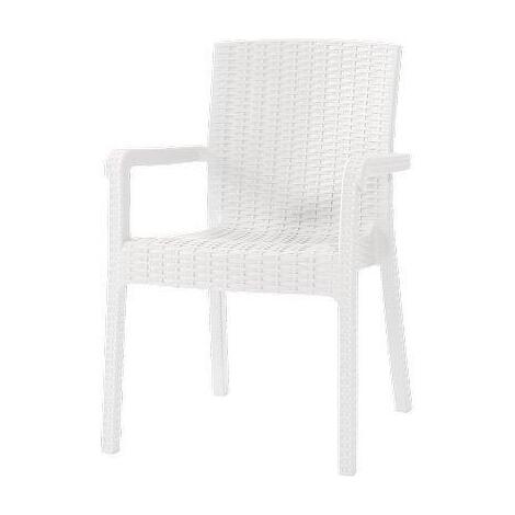 Sedia rattan kreta + braccioli domus - Pp bianco cm 58x75 h.cm 86