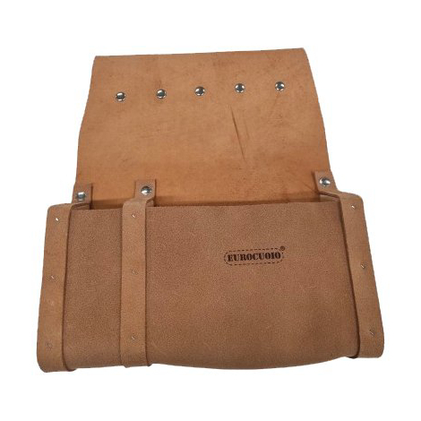 Borsa carpentiere 2 tasche + divisori legno - Crosta bovina cm 28x35x7