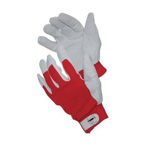 Guanto  driver  fiore  bovino/tela  elastica  hand - Bianco/rosso  +  strap    8