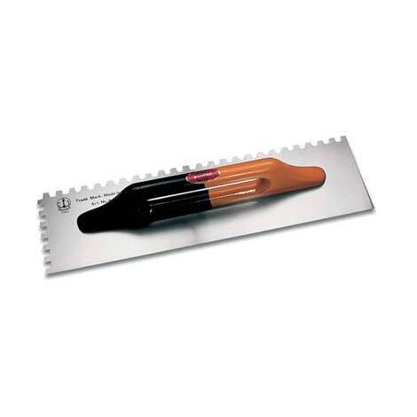 Frattazzo  acciaio  dentato  tedesco  814/d  ancora - Base  legno  dx  d.mm  10x10  mm  140x480