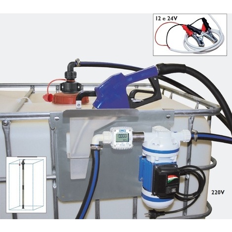ELETTROPOMPA PER UREA-ADBLUE 12V COMPLETA CON CONTALITRI ELETTRONICO 35LT./MIN PER FUSTI DA 1000LT