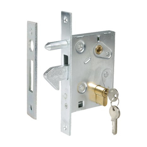 Serratura cancello infilare a gancio c001 workit - B.q zinc f.mm 25 c.sagom m1+q8 e.mm 50