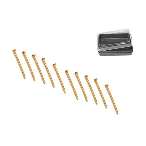 Chiodino x gancio quadro ad x pronty - Ferro ottonato mm 1,4 h.mm 25 cf=pz 100