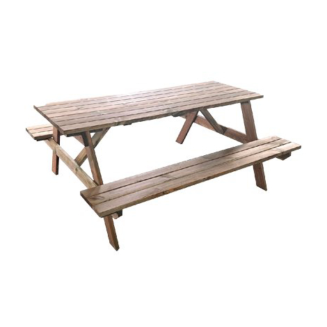 Set tavolo + panche legno pic-nic euro domus - Pino impregnato cm 180x150 h.cm 75