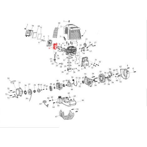 Carburatore x mototrivella 6118900 c.esploso n. 8 - in rosso -
