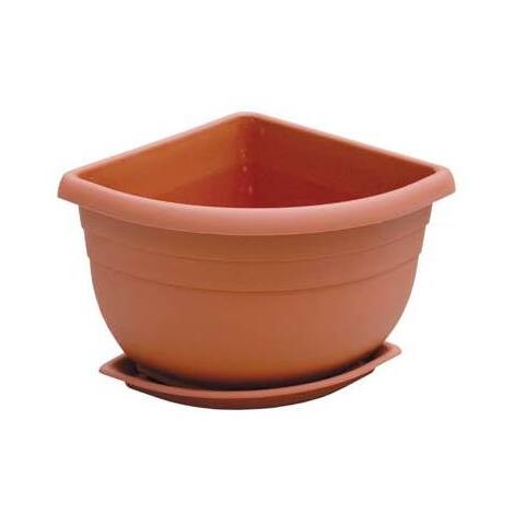 Vaso  +  sottovaso  angolare  angelica  ics - Pp  terracotta  cm  21x21  h.cm  18