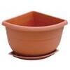 Vaso  +  sottovaso  angolare  angelica  ics - Pp  terracotta  cm  21x21  h.cm  18