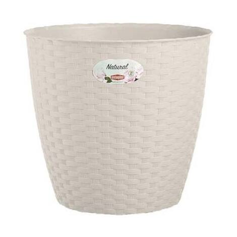 Vaso  rattan  tondo  natural  stefanplast - Pp  bianco  cm  19  h.cm  17,5