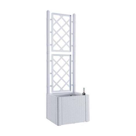 Fioriera  +  grigliato  natural  deluxe  stefanplast - Pp  rattan  bianco  cm    43x43  h.cm  142