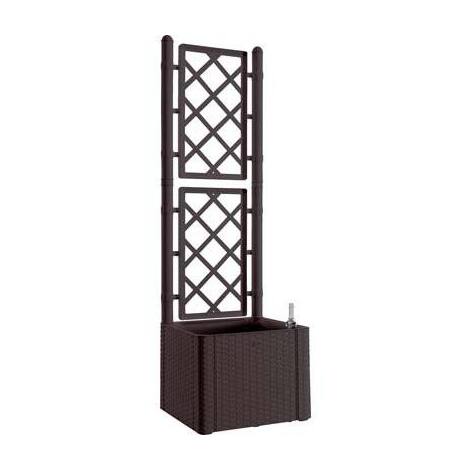 Fioriera  +  grigliato  natural  deluxe  stefanplast - Pp  rattan  moka  cm    43x43  h.cm  142