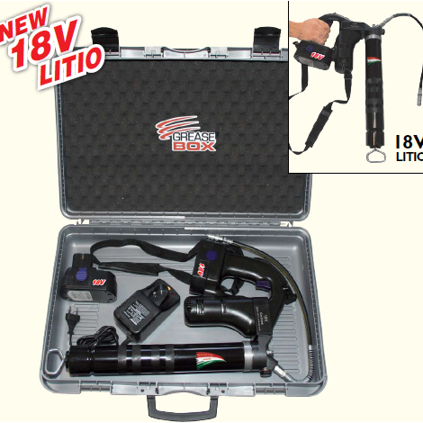 KIT PISTOLA GRASSO A BATTERIA 18V PER CARTUCCIA DA 400 GR.