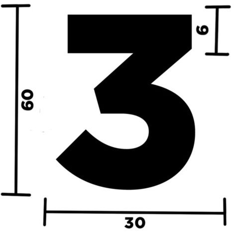 NUMERO 3 ADESIVO PER TARGHE