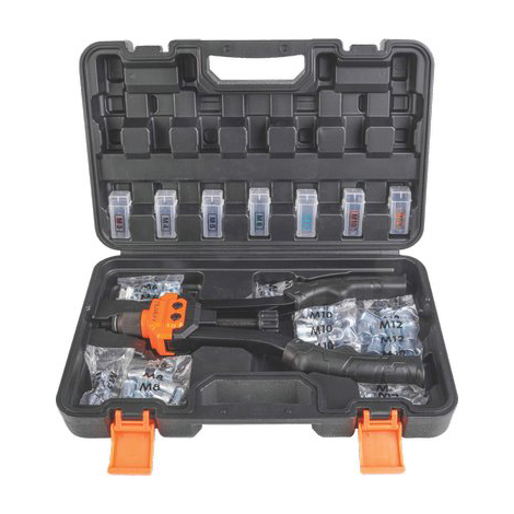 Rivettatrice manuale in valigetta 215710 wokin - Acciaio testa intercambiabile m3-m12 cf= pz 87