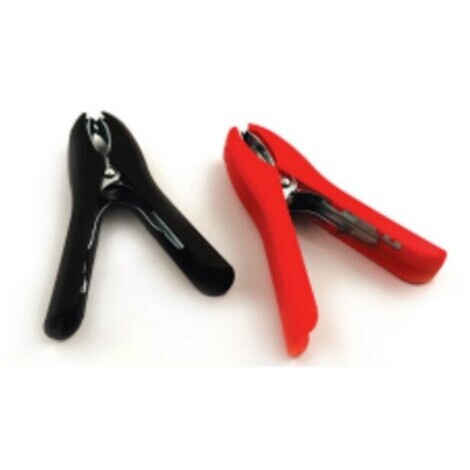 Coppia pinze porta corrente rossa e nera per batteria 50 A per sezione cavo massima 15 mm.